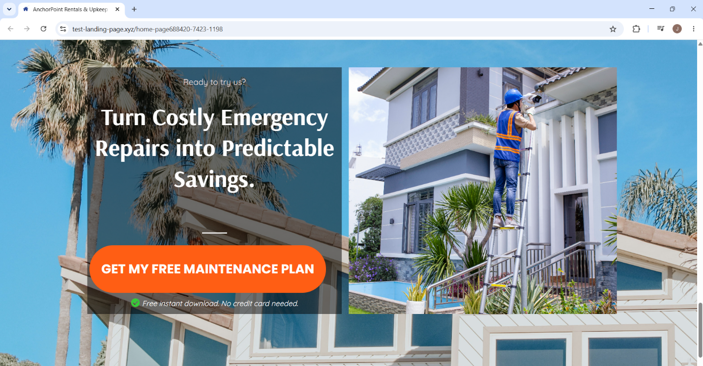 Maintenance plan offer and call to action