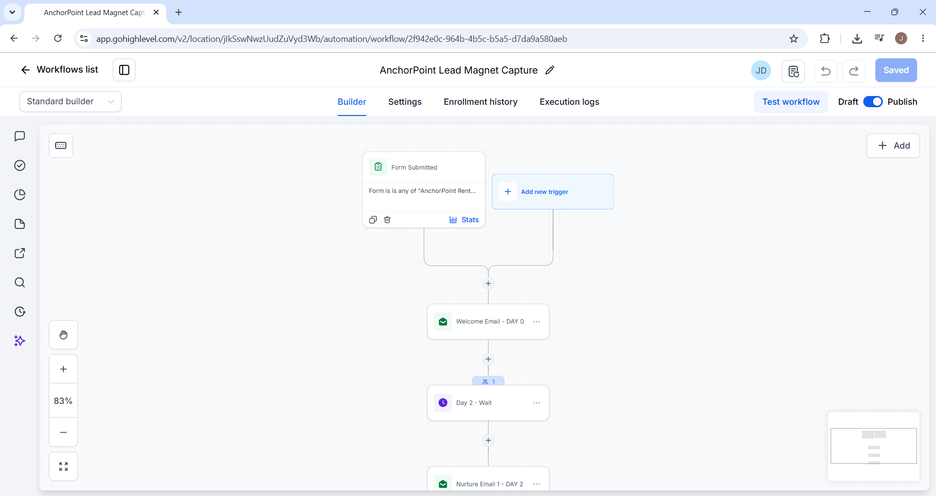 Lead nurture workflow from form submission to first follow-up