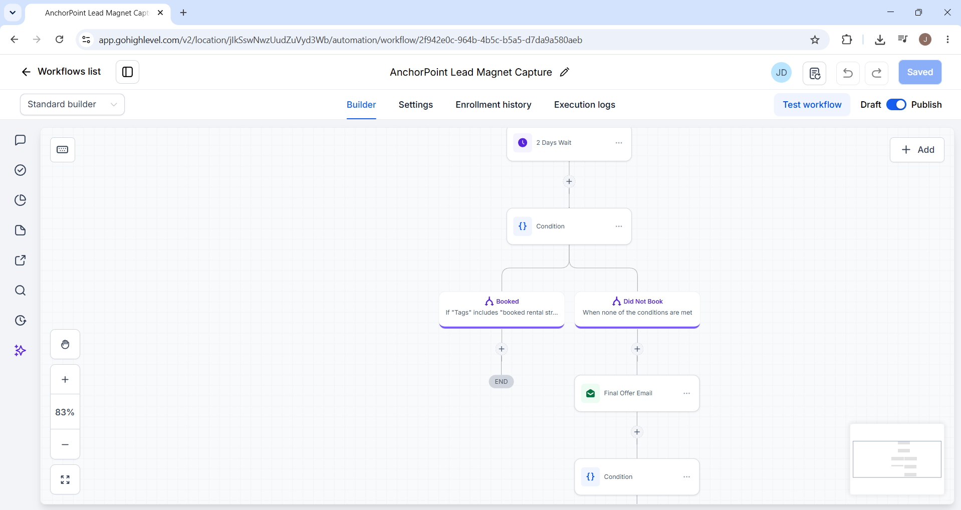 Lead nurture workflow with re-engagement follow-up