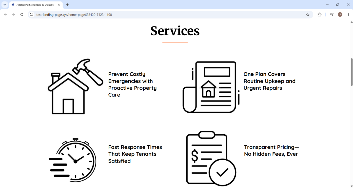 Maintenance plan service benefits section